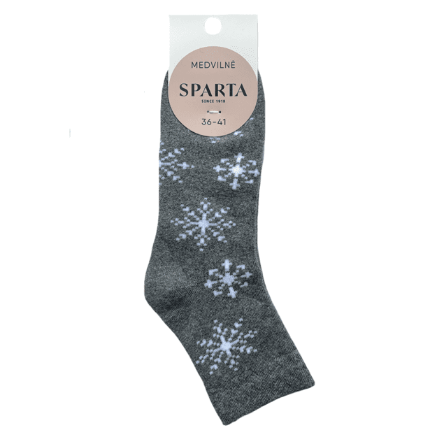 Moteriškos medvilninės kojinės GREY MELANGE PLUSH SNAIGĖS