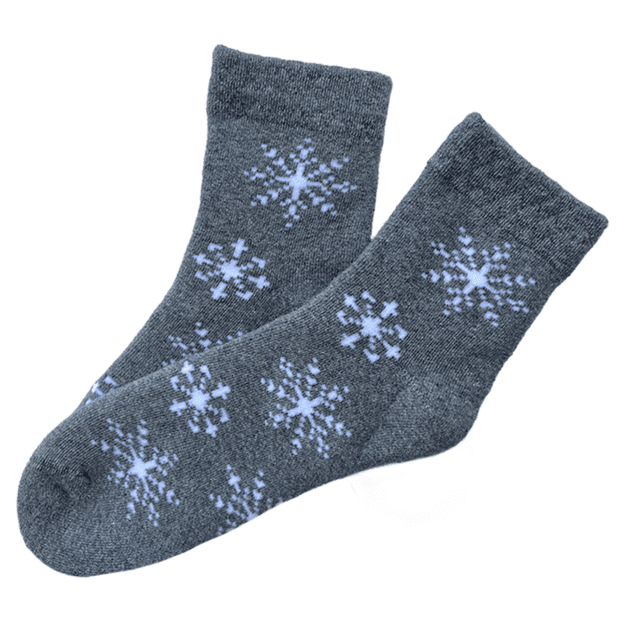 Moteriškos medvilninės kojinės GREY MELANGE PLUSH SNAIGĖS