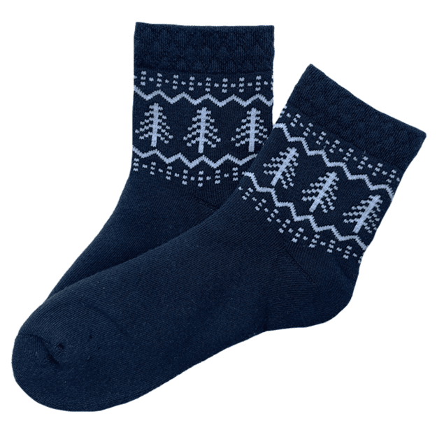 Moteriškos medvilninės kojinės DARK BLUE PLUSH EGLĖS