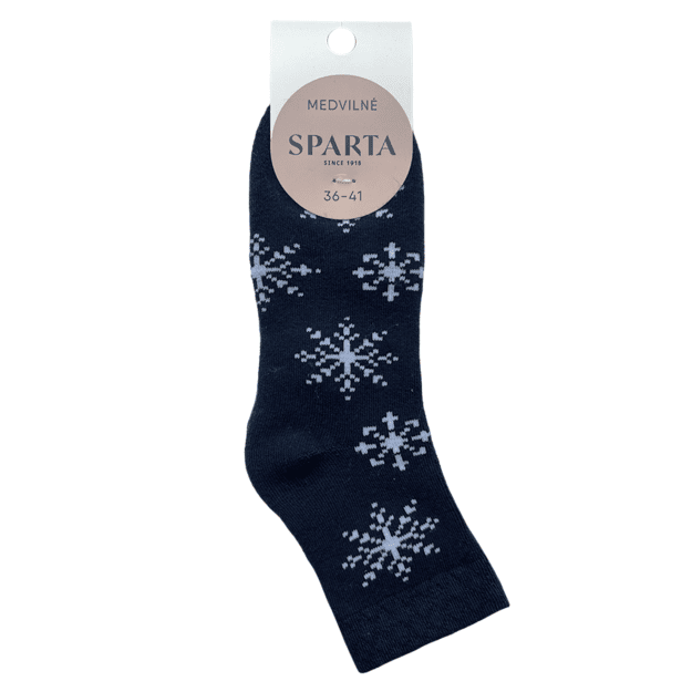 Moteriškos medvilninės kojinės DARK BLUE PLUSH SNAIGĖS