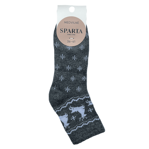 Moteriškos medvilninės kojinės DARK GREY MELANGE PLUSH ELNIAI