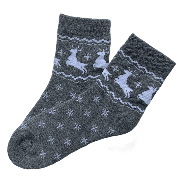 Moteriškos medvilninės kojinės DARK GREY MELANGE PLUSH ELNIAI