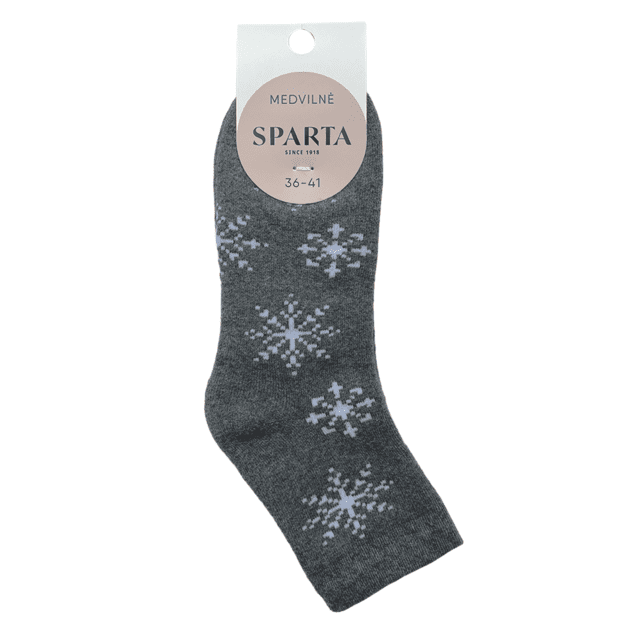 Moteriškos medvilninės kojinės DARK GREY MELANGE PLUSH SNAIGĖS