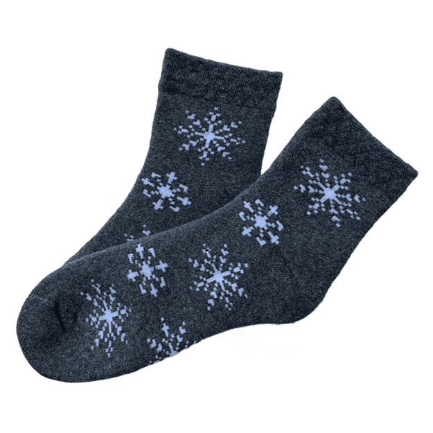 Moteriškos medvilninės kojinės DARK GREY MELANGE PLUSH SNAIGĖS