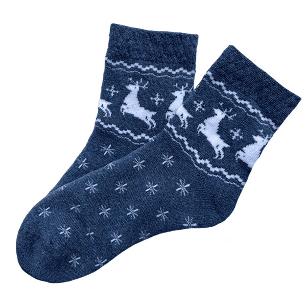 Moteriškos medvilninės kojinės DARK BLUE PLUSH ELNIAI